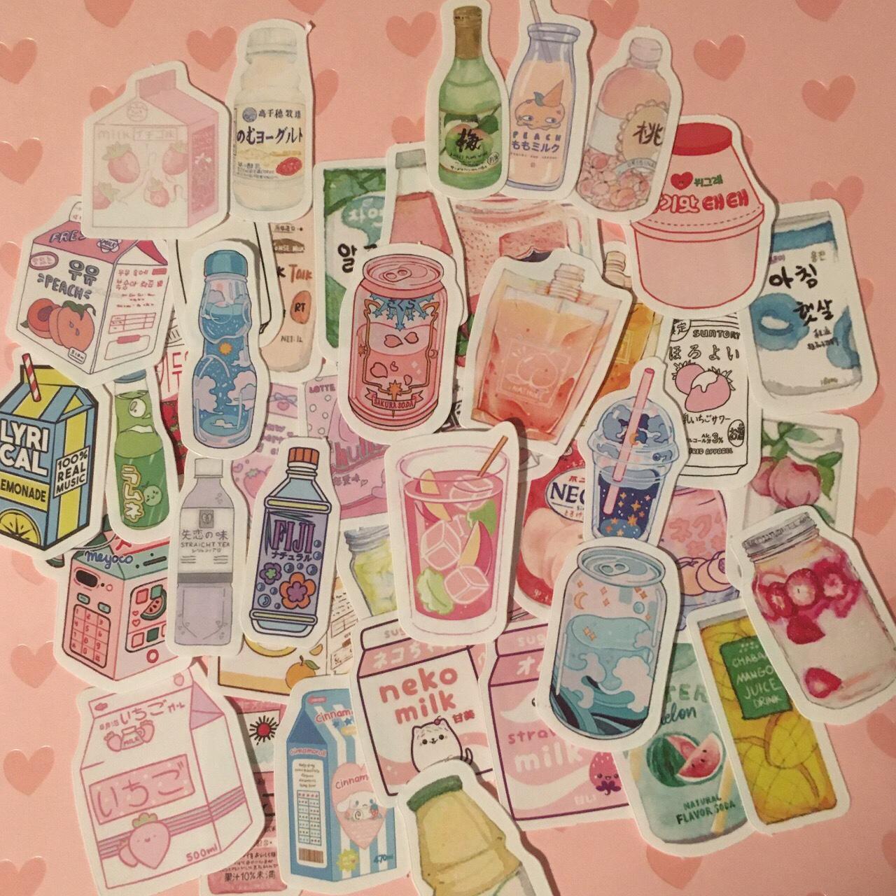 CLEARANCE - 25 "Kawaii" Cute Japanese Styled Drink Stickers / Stationery