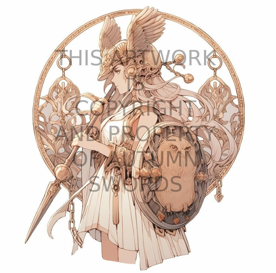 Athena - Goddess of Wisdom, War, and Reason - Pale Gold Hoodie