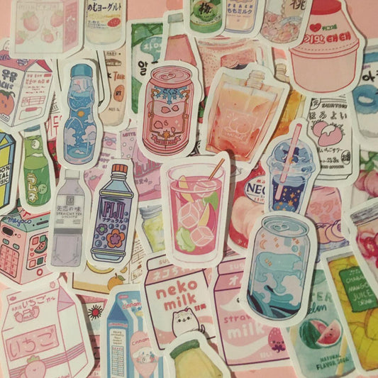CLEARANCE - 25 "Kawaii" Cute Japanese Styled Drink Stickers / Stationery