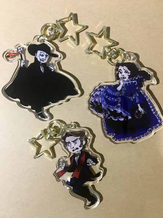 The Phantom of the Opera - Acrylic 3" Keychains - Erik (The Phantom), Christine Daae, Raoul de Chagny